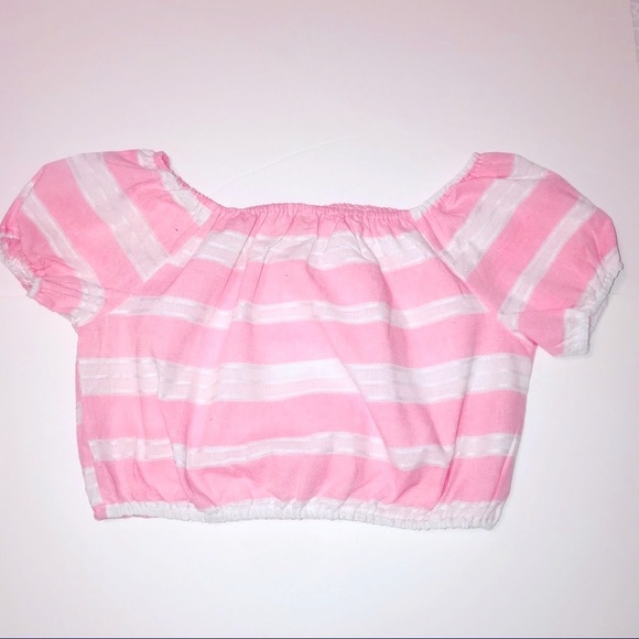 Francesca’s Helene Pink Striped Crop Top Size Large - Picture 4 of 8